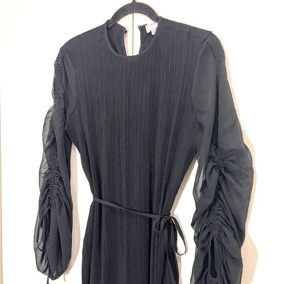 Never Fully Dressed Bon Plisse Maxi Dress Womens 10 Black Pleated Event Guest - Picture 3 of 8